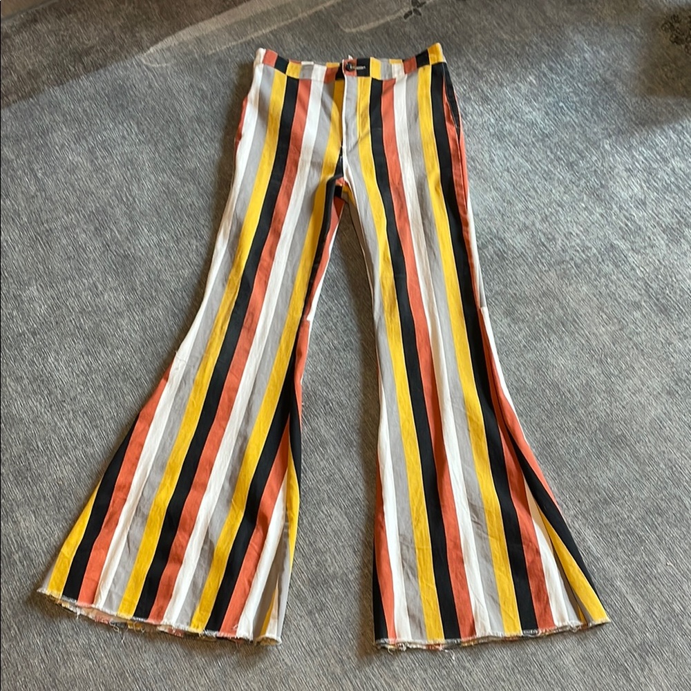 BiBi Striped Flare & Wide Leg Jeans